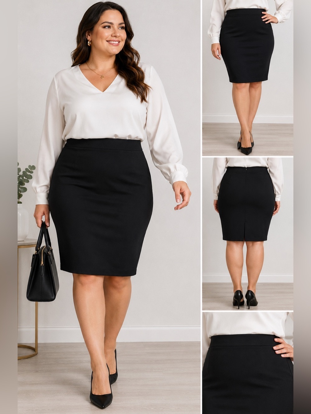 NWT Maze Collection Black Scuba Pencil Skirt XL Pull On Career Office
